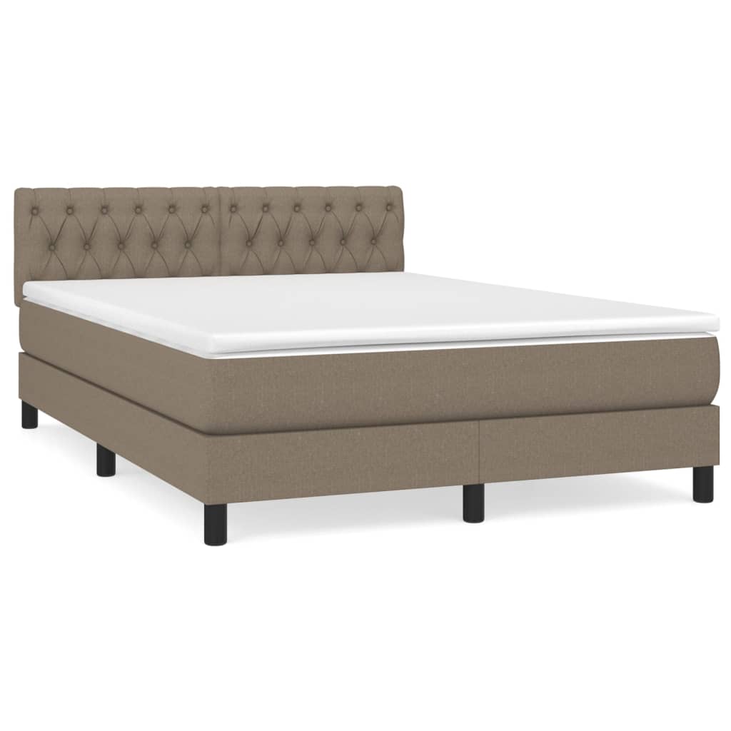 Boxspring met matras stof taupe 140x200 cm Bedden & bedframes | Creëer jouw Trendy Thuis | Gratis bezorgd & Retour | Trendy.nl