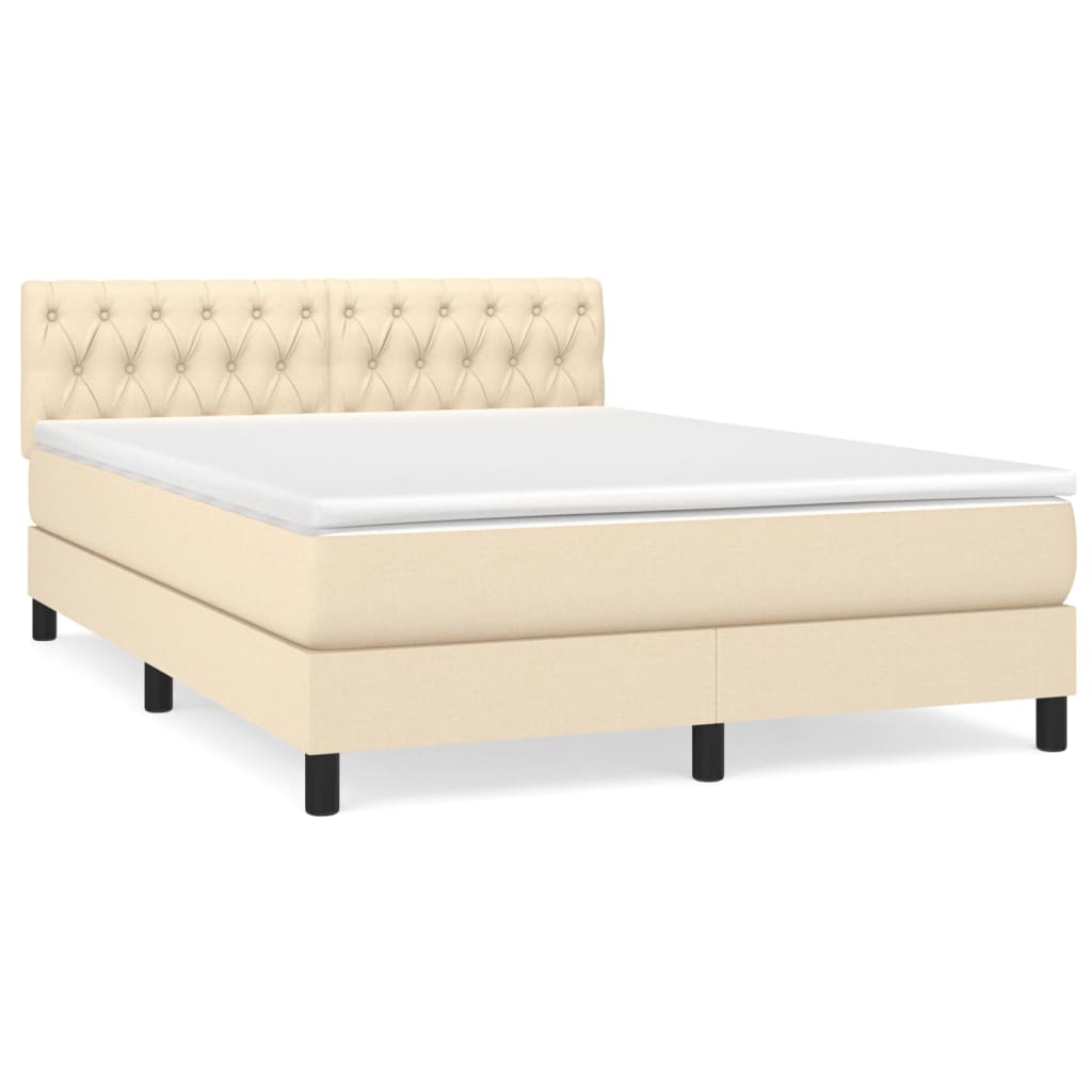 Boxspring met matras stof crèmekleurig 140x200 cm Bedden & bedframes | Creëer jouw Trendy Thuis | Gratis bezorgd & Retour | Trendy.nl