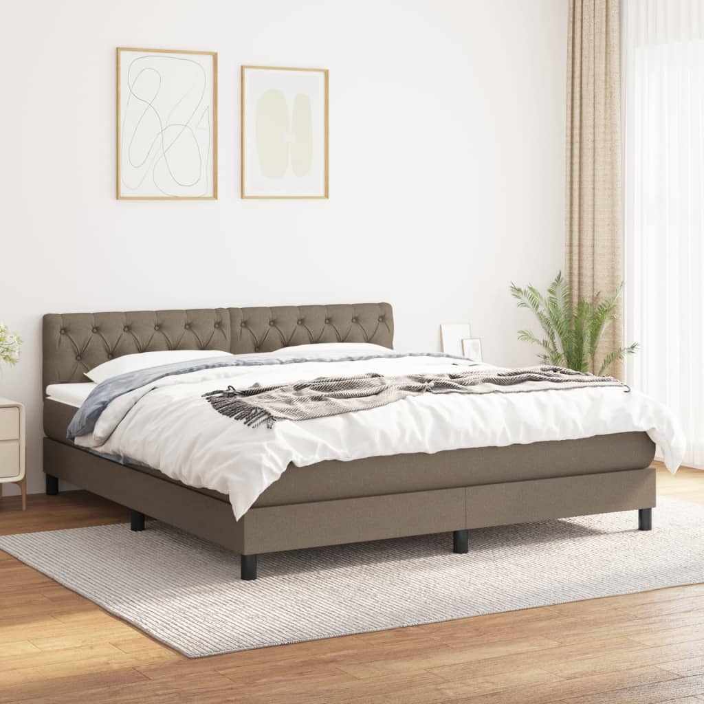 Boxspring met matras stof taupe 160x200 cm Bedden & bedframes | Creëer jouw Trendy Thuis | Gratis bezorgd & Retour | Trendy.nl