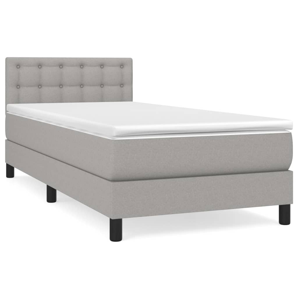 Boxspring met matras stof lichtgrijs 90x190 cm Bedden & bedframes | Creëer jouw Trendy Thuis | Gratis bezorgd & Retour | Trendy.nl