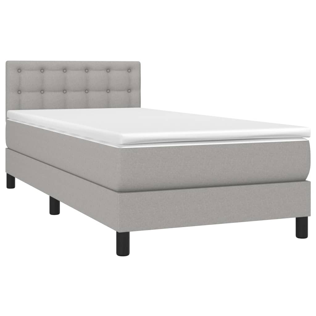 Boxspring met matras stof lichtgrijs 90x190 cm Bedden & bedframes | Creëer jouw Trendy Thuis | Gratis bezorgd & Retour | Trendy.nl