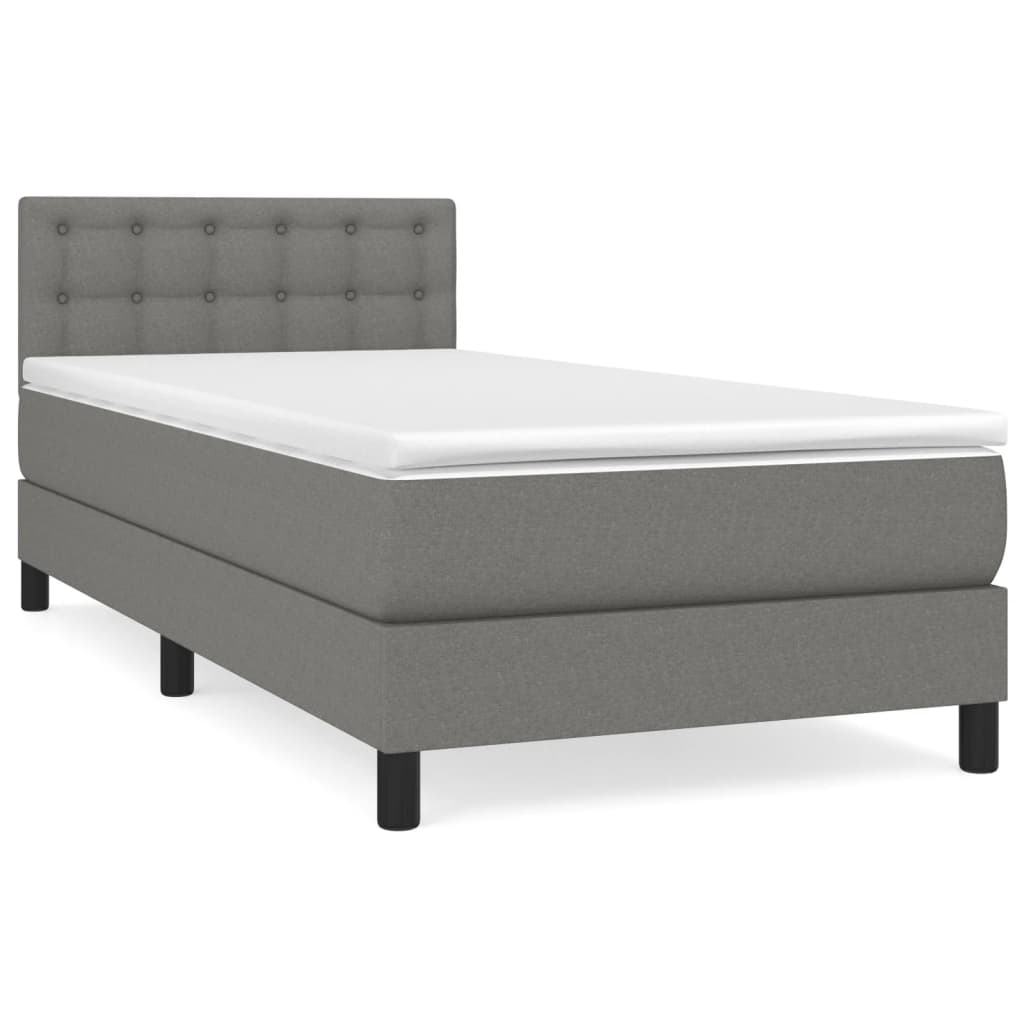 Boxspring met matras stof donkergrijs 90x190 cm Bedden & bedframes | Creëer jouw Trendy Thuis | Gratis bezorgd & Retour | Trendy.nl