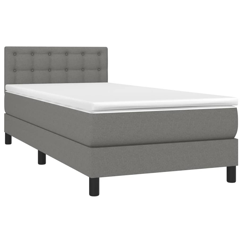 Boxspring met matras stof donkergrijs 90x190 cm Bedden & bedframes | Creëer jouw Trendy Thuis | Gratis bezorgd & Retour | Trendy.nl