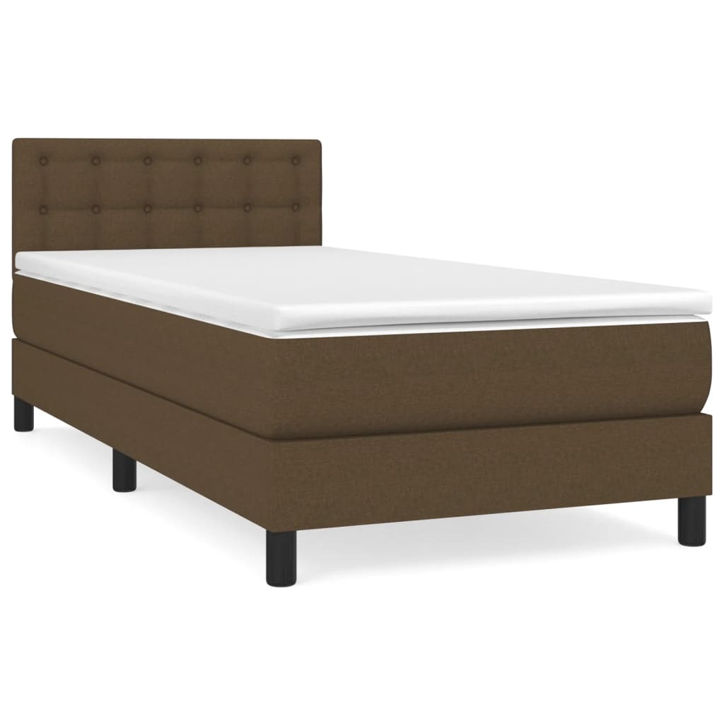 Boxspring met matras stof donkerbruin 90x190 cm Bedden & bedframes | Creëer jouw Trendy Thuis | Gratis bezorgd & Retour | Trendy.nl