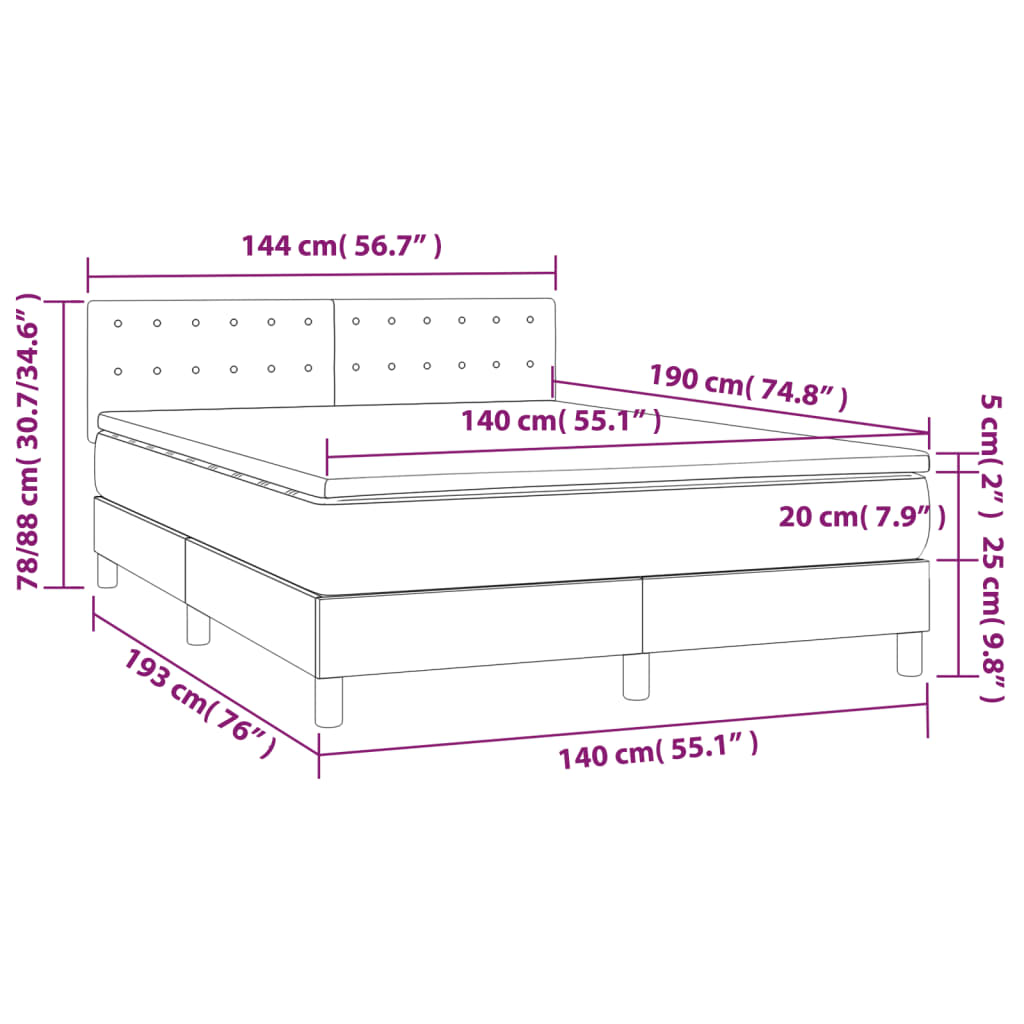 Boxspring met matras stof crèmekleurig 140x190 cm Bedden & bedframes | Creëer jouw Trendy Thuis | Gratis bezorgd & Retour | Trendy.nl