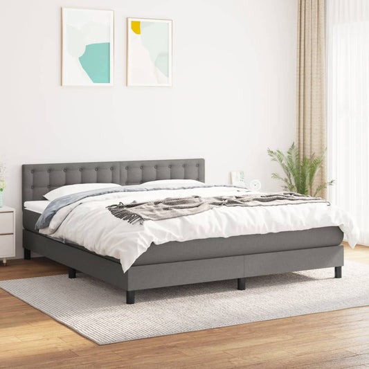 Boxspring met matras stof donkergrijs 160x200 cm Bedden & bedframes | Creëer jouw Trendy Thuis | Gratis bezorgd & Retour | Trendy.nl