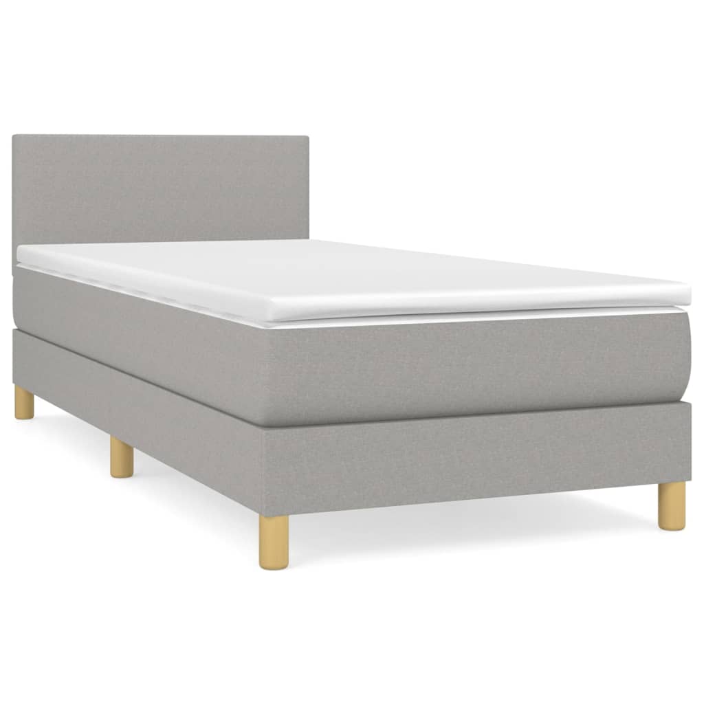 Boxspring met matras stof lichtgrijs 90x190 cm Bedden & bedframes | Creëer jouw Trendy Thuis | Gratis bezorgd & Retour | Trendy.nl