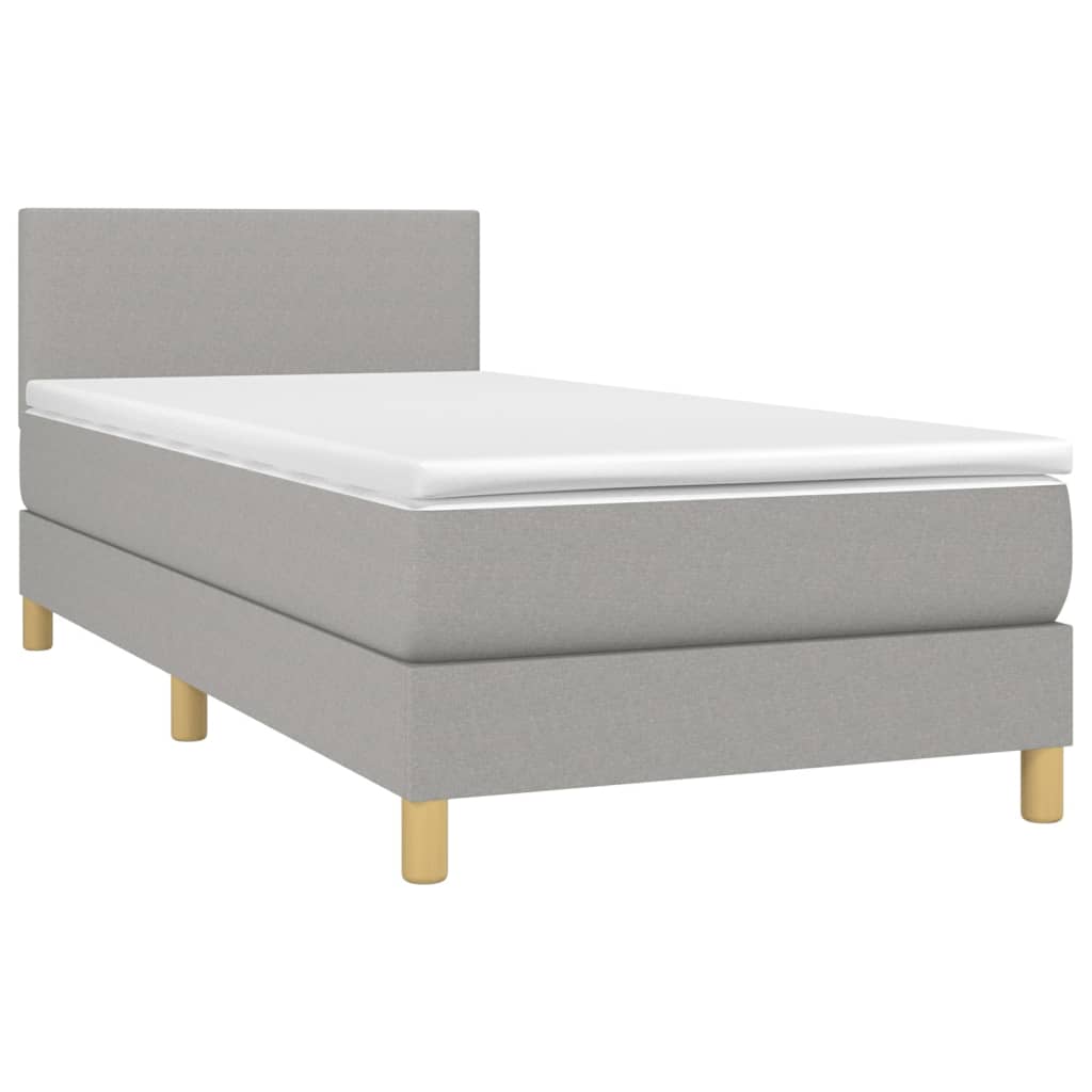 Boxspring met matras stof lichtgrijs 90x190 cm Bedden & bedframes | Creëer jouw Trendy Thuis | Gratis bezorgd & Retour | Trendy.nl