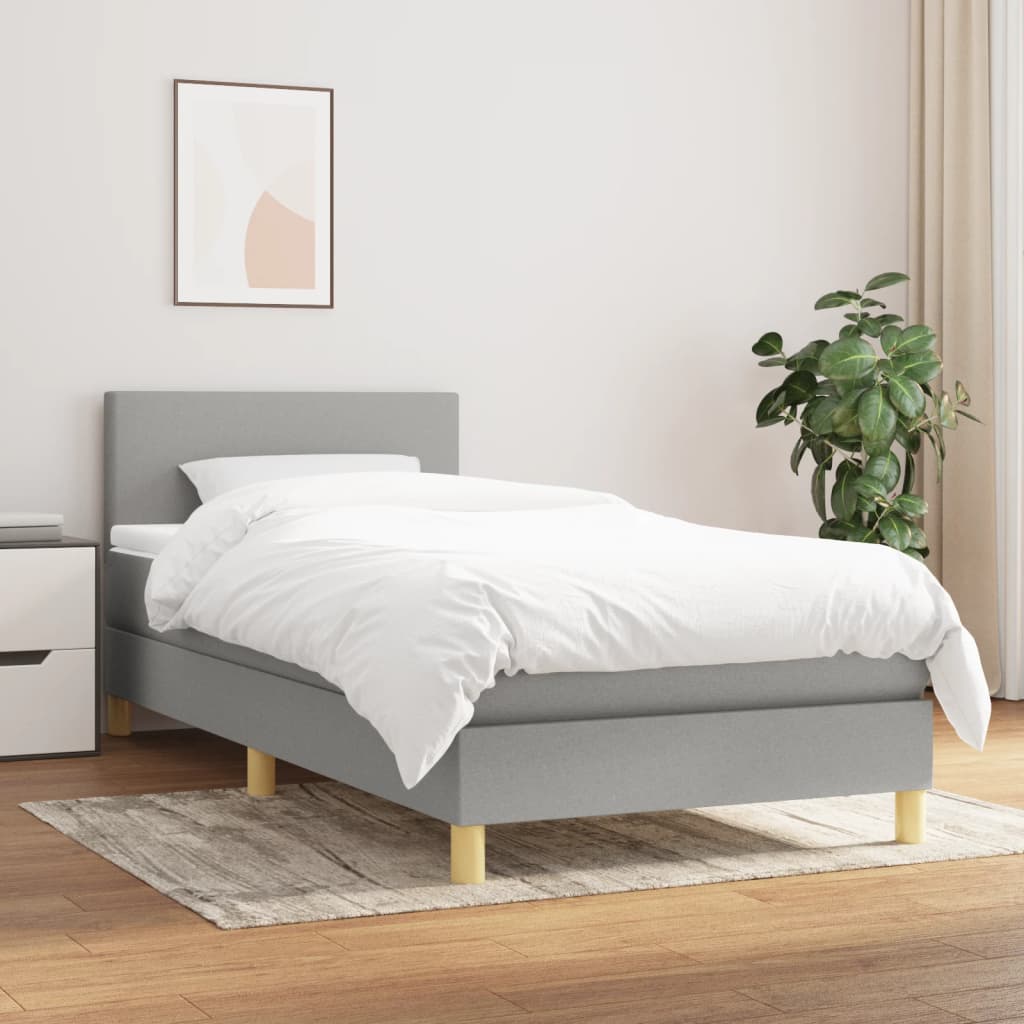 Boxspring met matras stof lichtgrijs 90x190 cm Bedden & bedframes | Creëer jouw Trendy Thuis | Gratis bezorgd & Retour | Trendy.nl