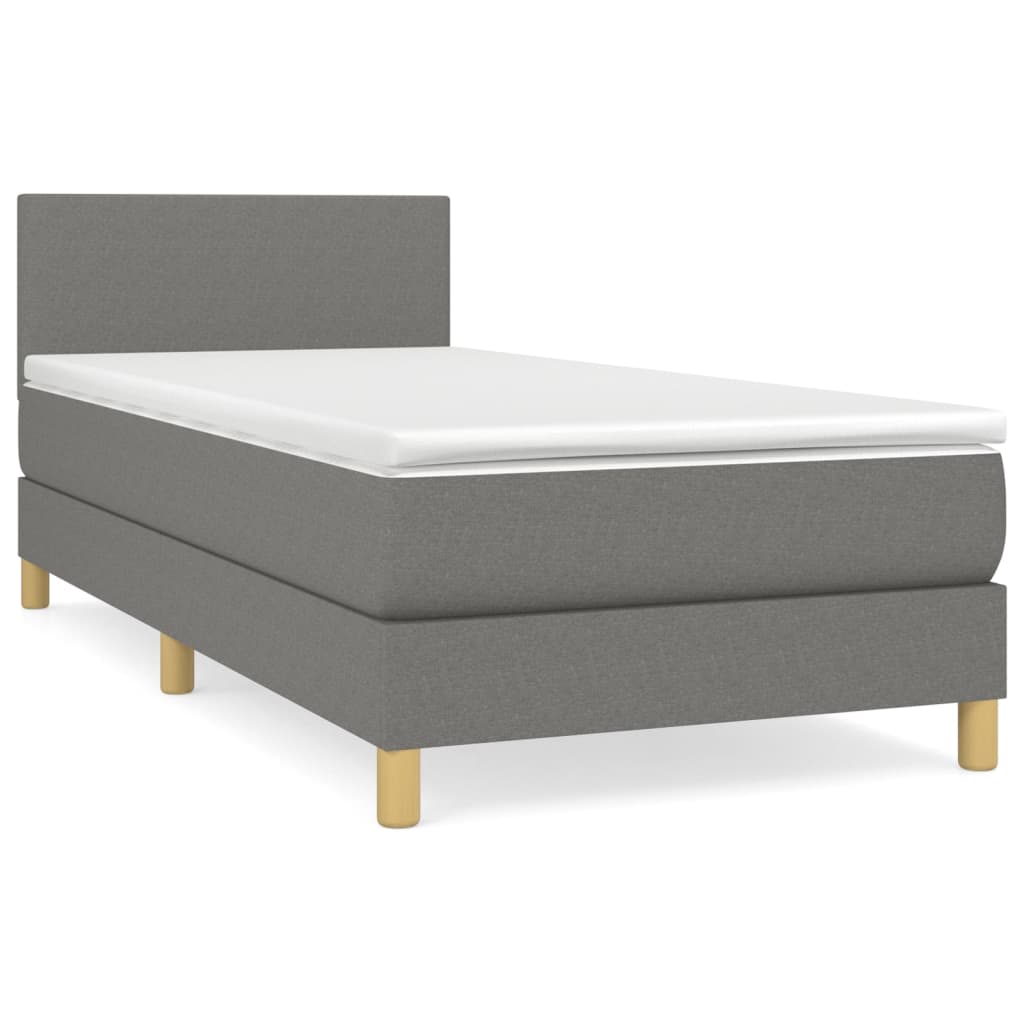 Boxspring met matras stof donkergrijs 90x190 cm Bedden & bedframes | Creëer jouw Trendy Thuis | Gratis bezorgd & Retour | Trendy.nl