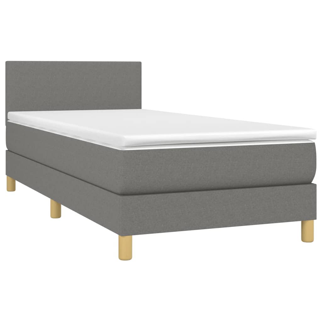 Boxspring met matras stof donkergrijs 90x190 cm Bedden & bedframes | Creëer jouw Trendy Thuis | Gratis bezorgd & Retour | Trendy.nl