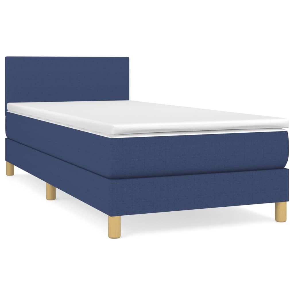 Boxspring met matras stof blauw 90x190 cm Bedden & bedframes | Creëer jouw Trendy Thuis | Gratis bezorgd & Retour | Trendy.nl