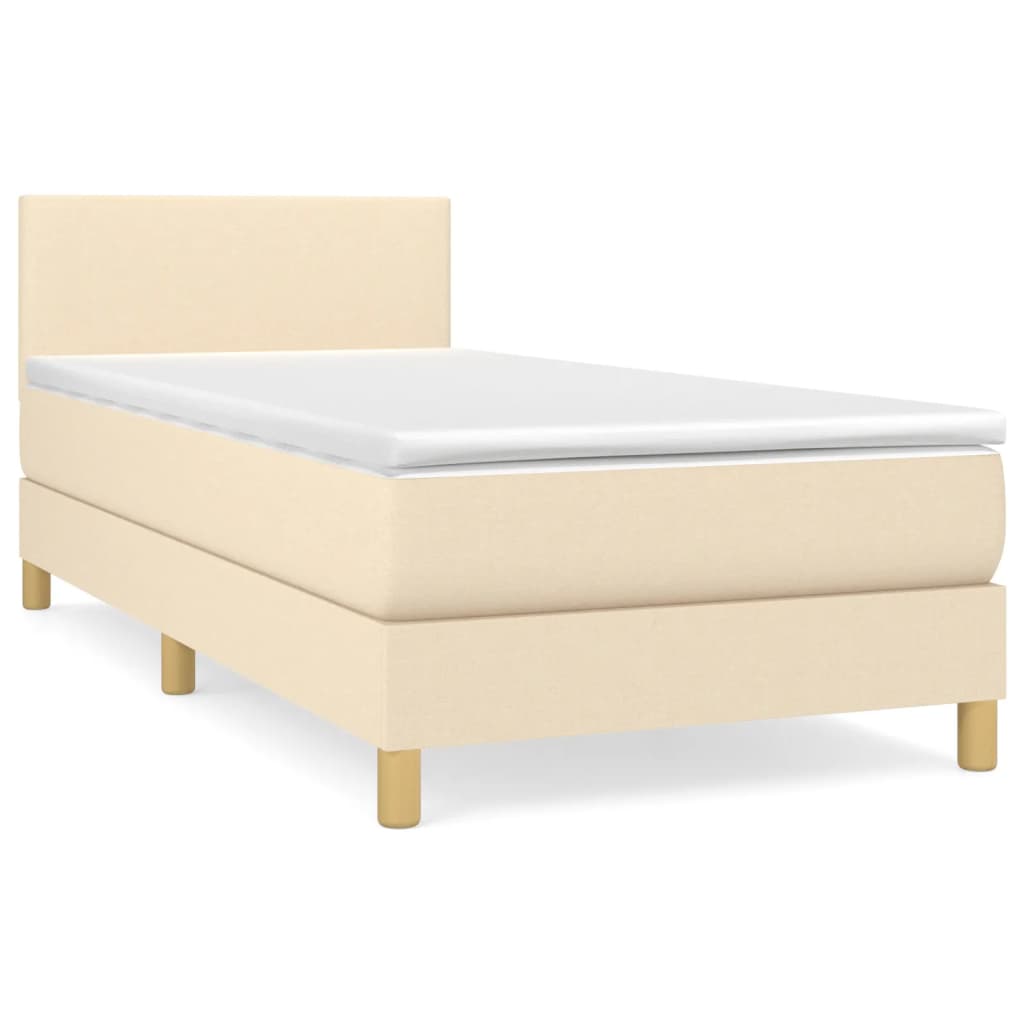 Boxspring met matras stof crèmekleurig 90x200 cm Bedden & bedframes | Creëer jouw Trendy Thuis | Gratis bezorgd & Retour | Trendy.nl