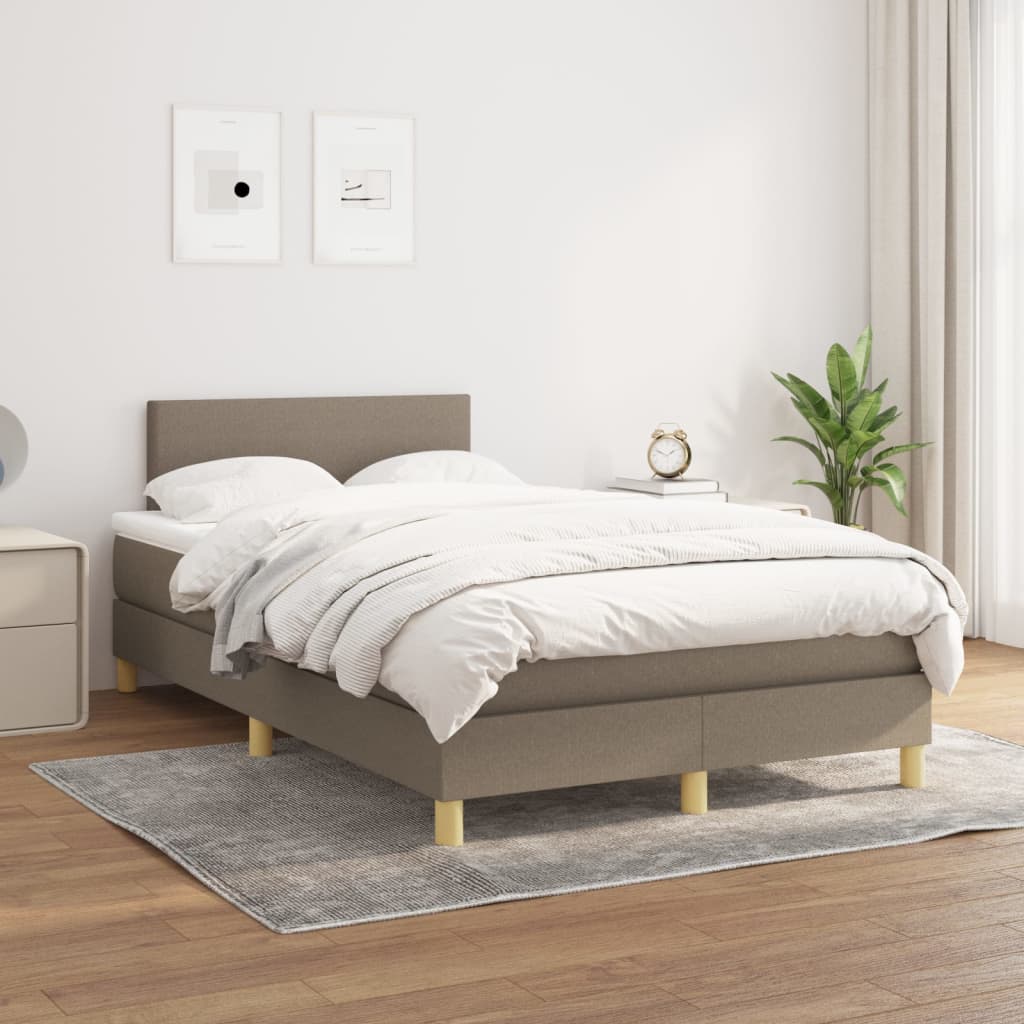 Boxspring met matras stof taupe 120x200 cm Bedden & bedframes | Creëer jouw Trendy Thuis | Gratis bezorgd & Retour | Trendy.nl