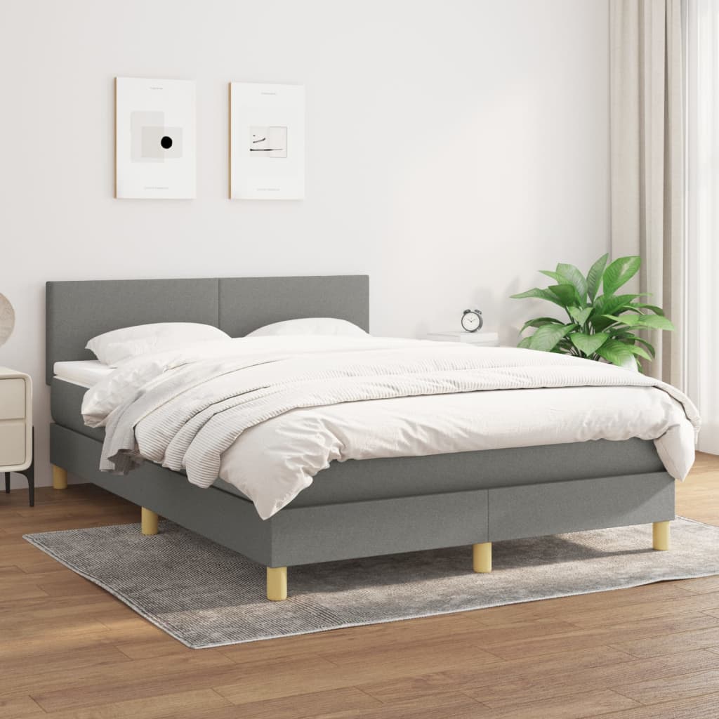 Boxspring met matras stof donkergrijs 140x190 cm Bedden & bedframes | Creëer jouw Trendy Thuis | Gratis bezorgd & Retour | Trendy.nl