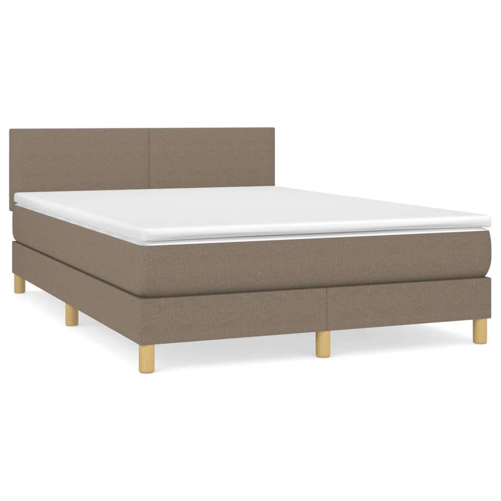 Boxspring met matras stof taupe 140x190 cm Bedden & bedframes | Creëer jouw Trendy Thuis | Gratis bezorgd & Retour | Trendy.nl