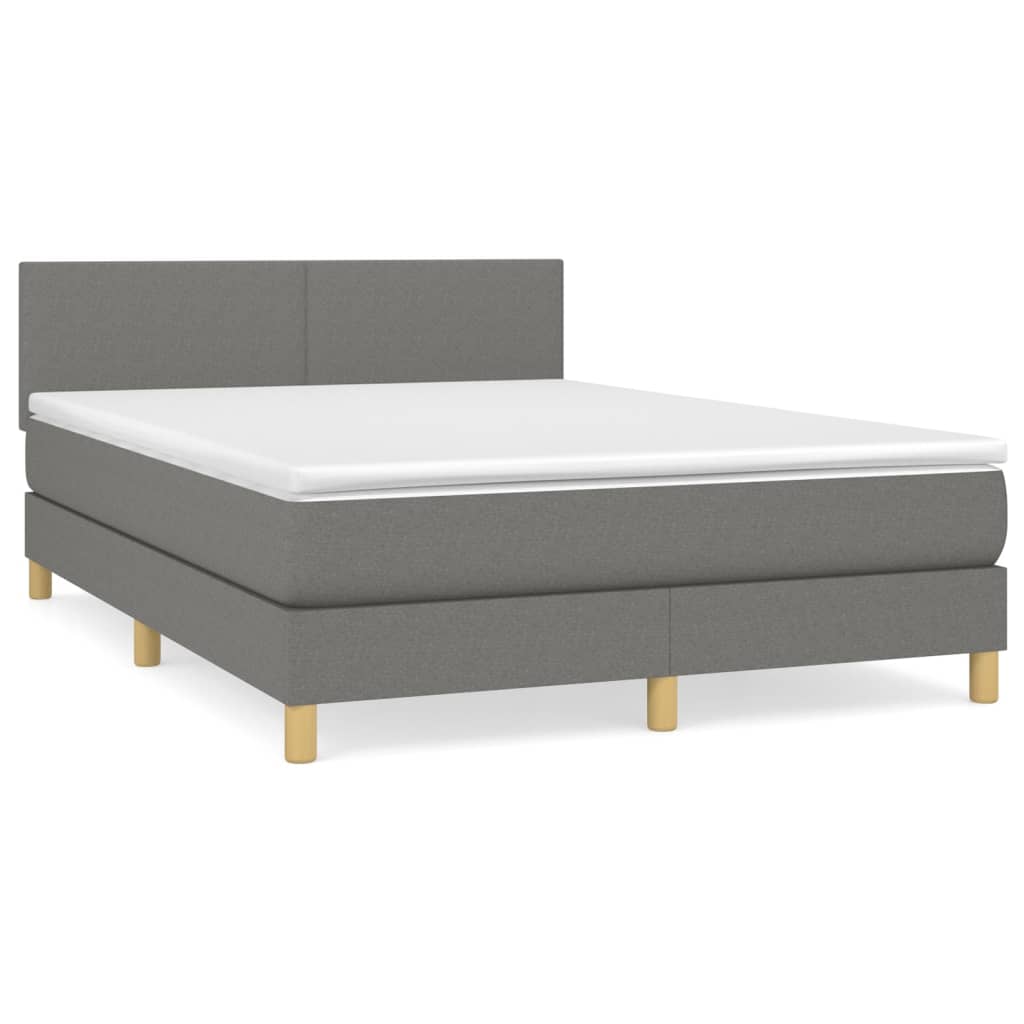 Boxspring met matras stof donkergrijs 140x200 cm Bedden & bedframes | Creëer jouw Trendy Thuis | Gratis bezorgd & Retour | Trendy.nl