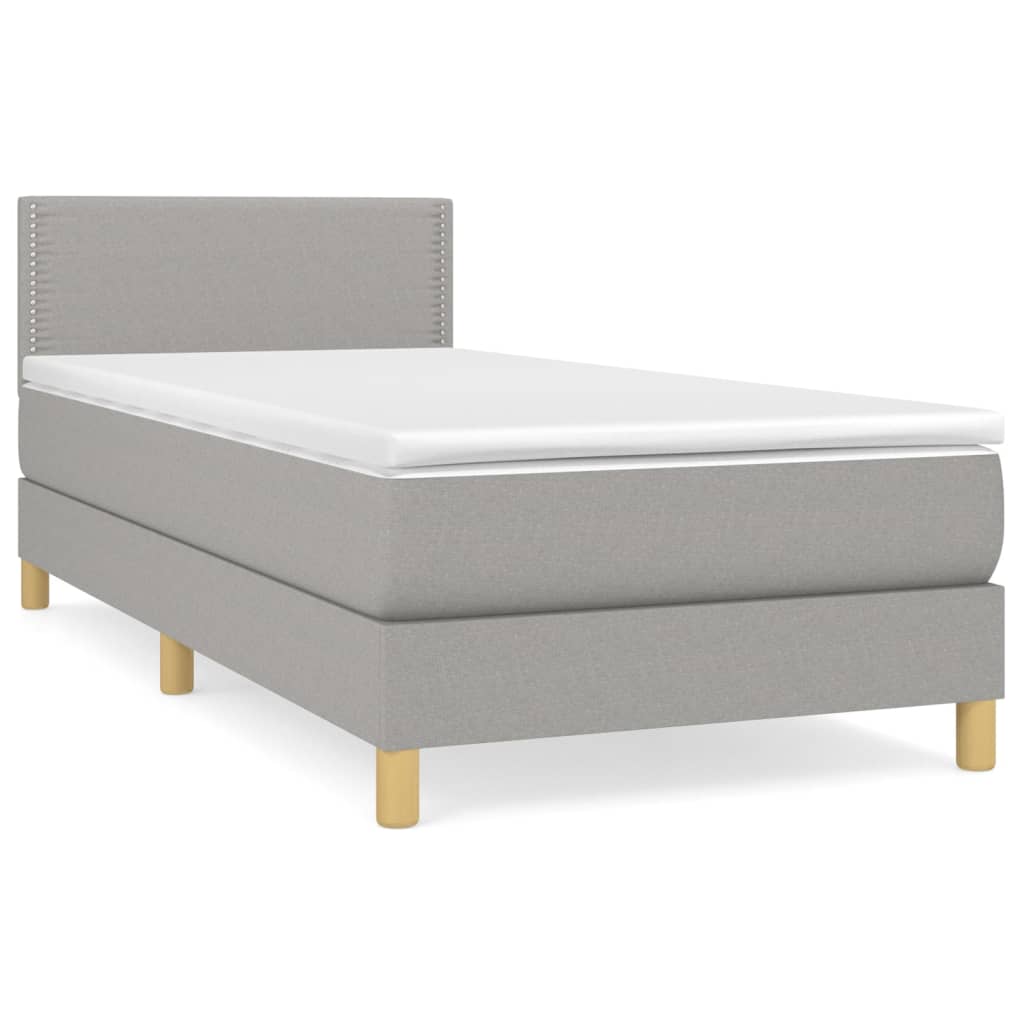 Boxspring met matras stof lichtgrijs 90x190 cm Bedden & bedframes | Creëer jouw Trendy Thuis | Gratis bezorgd & Retour | Trendy.nl