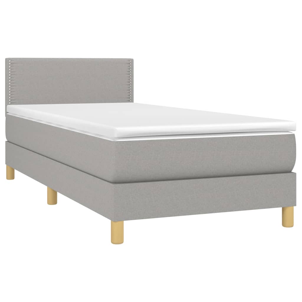 Boxspring met matras stof lichtgrijs 90x190 cm Bedden & bedframes | Creëer jouw Trendy Thuis | Gratis bezorgd & Retour | Trendy.nl