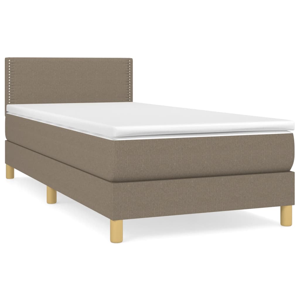 Boxspring met matras stof taupe 90x190 cm Bedden & bedframes | Creëer jouw Trendy Thuis | Gratis bezorgd & Retour | Trendy.nl