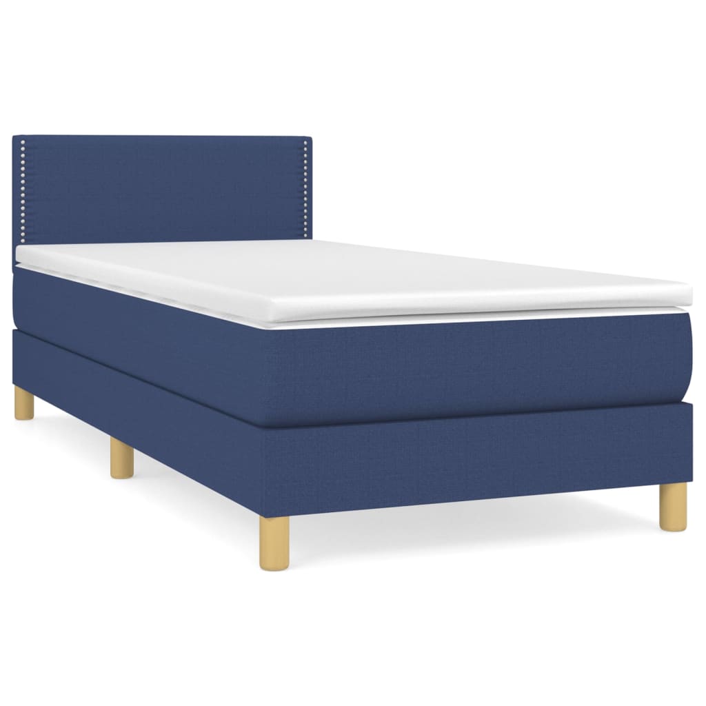 Boxspring met matras stof blauw 90x190 cm Bedden & bedframes | Creëer jouw Trendy Thuis | Gratis bezorgd & Retour | Trendy.nl