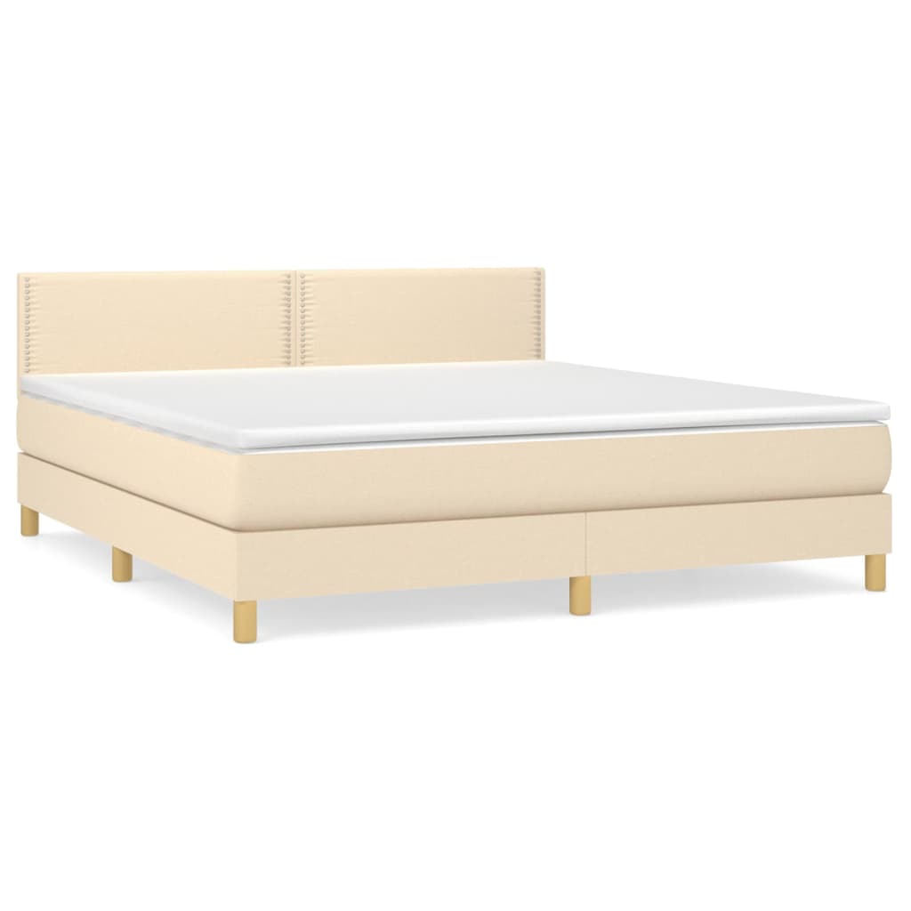 Boxspring met matras stof crèmekleurig 160x200 cm Bedden & bedframes | Creëer jouw Trendy Thuis | Gratis bezorgd & Retour | Trendy.nl