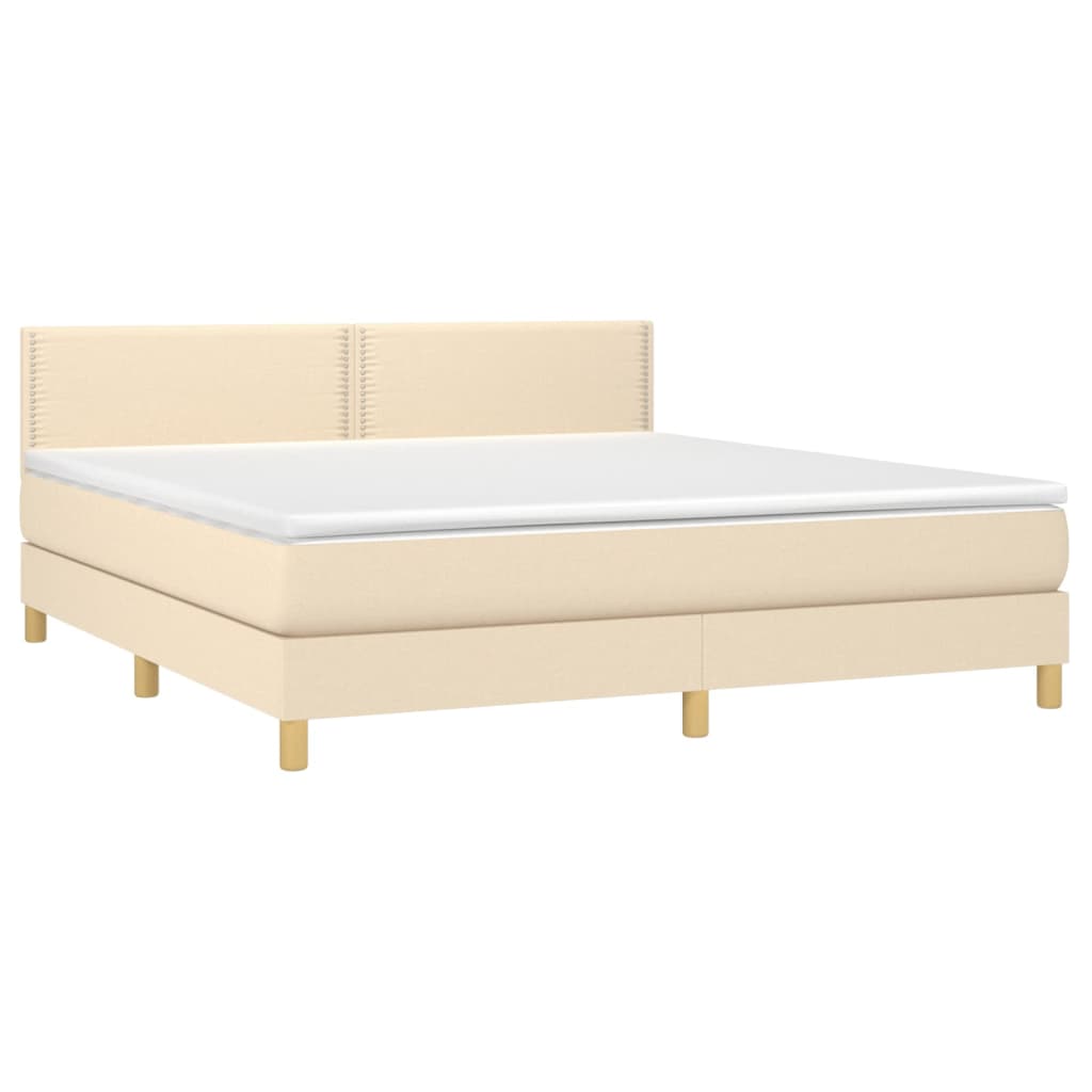 Boxspring met matras stof crèmekleurig 160x200 cm Bedden & bedframes | Creëer jouw Trendy Thuis | Gratis bezorgd & Retour | Trendy.nl