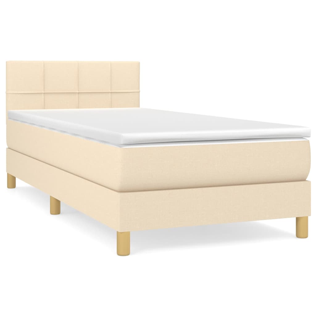 Boxspring met matras stof crèmekleurig 80x200 cm Bedden & bedframes | Creëer jouw Trendy Thuis | Gratis bezorgd & Retour | Trendy.nl