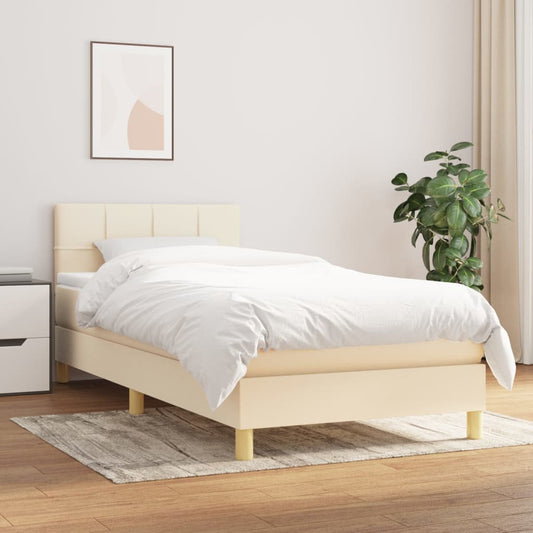 Boxspring met matras stof crèmekleurig 80x200 cm Bedden & bedframes | Creëer jouw Trendy Thuis | Gratis bezorgd & Retour | Trendy.nl