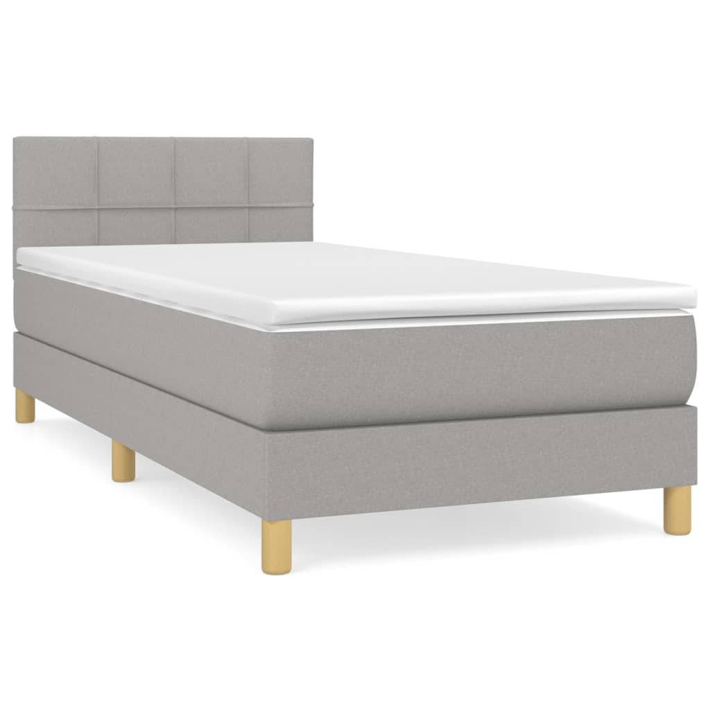 Boxspring met matras stof lichtgrijs 90x190 cm Bedden & bedframes | Creëer jouw Trendy Thuis | Gratis bezorgd & Retour | Trendy.nl