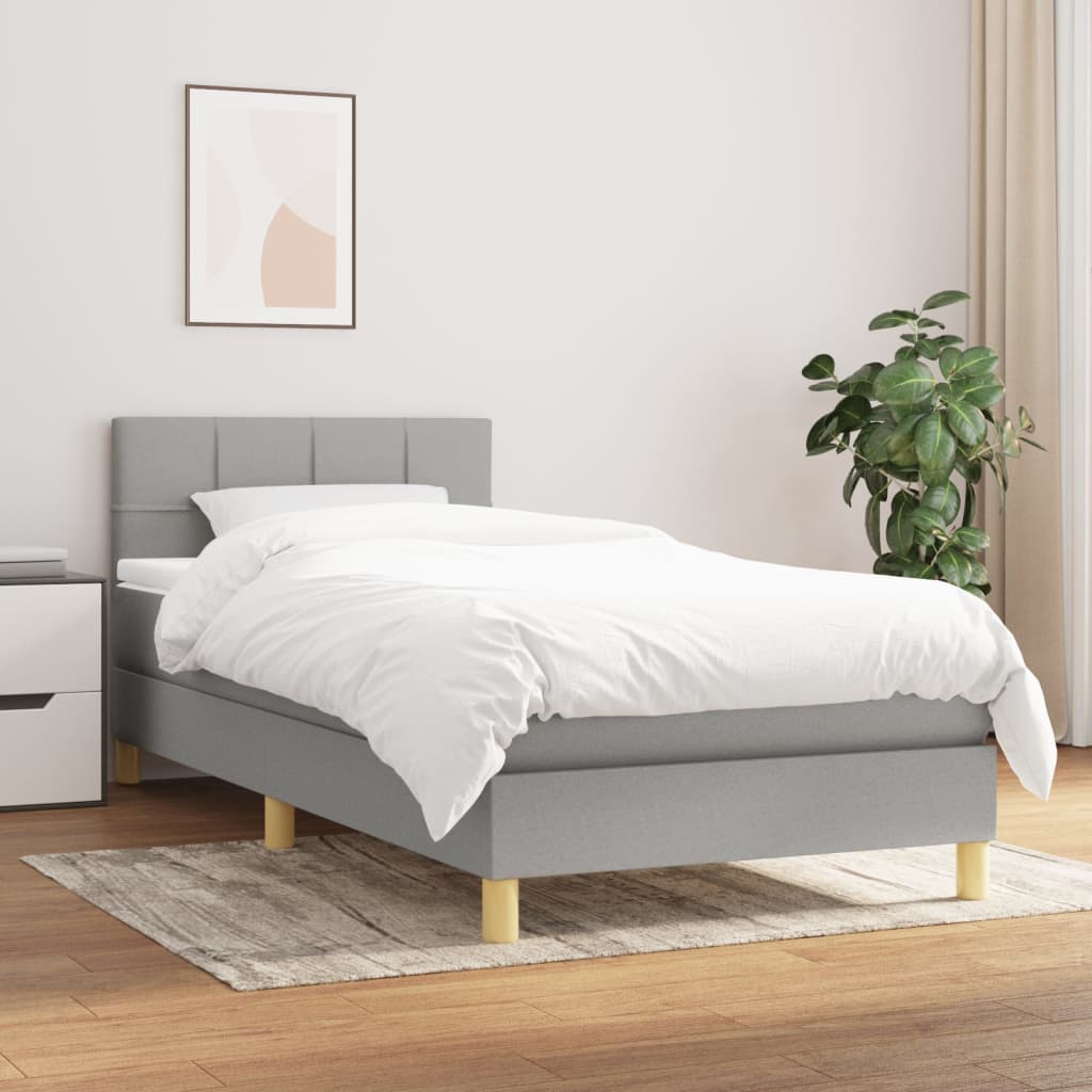 Boxspring met matras stof lichtgrijs 90x190 cm Bedden & bedframes | Creëer jouw Trendy Thuis | Gratis bezorgd & Retour | Trendy.nl