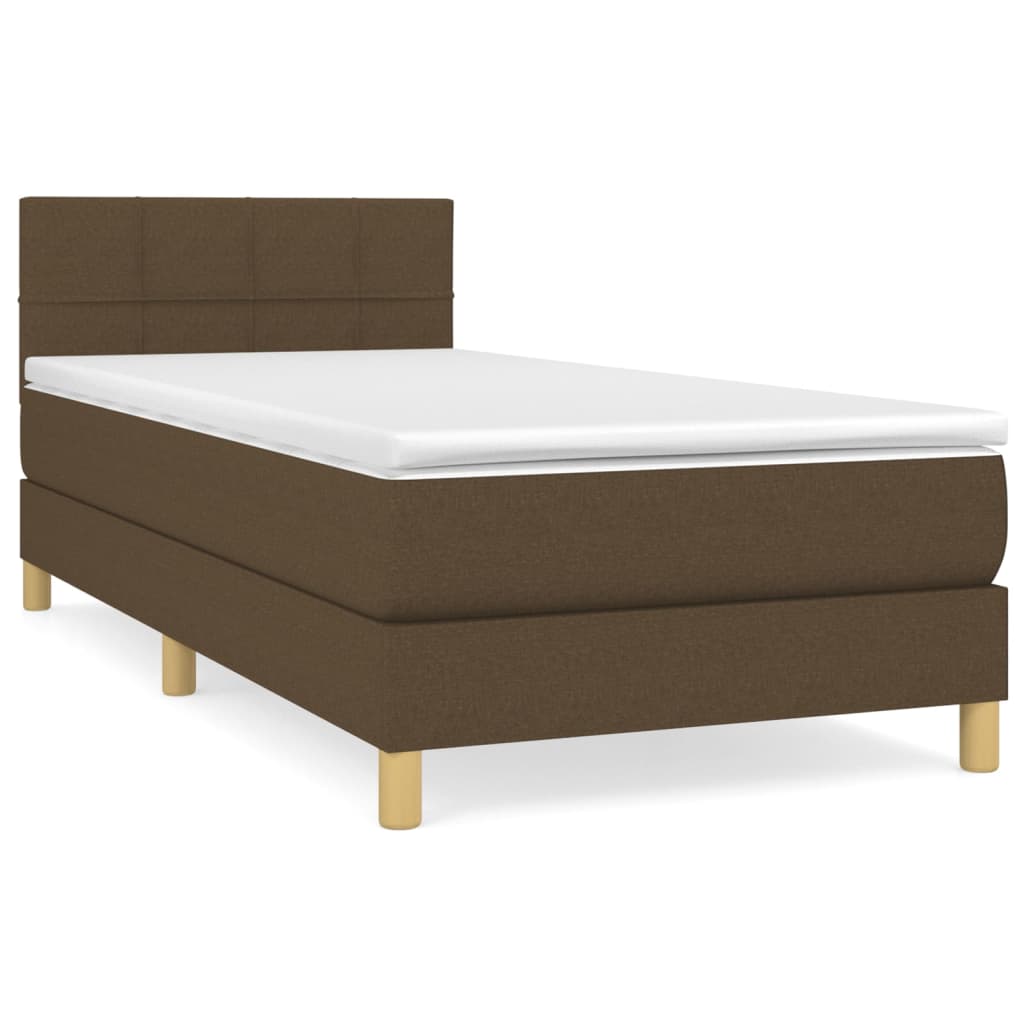 Boxspring met matras stof donkerbruin 90x190 cm Bedden & bedframes | Creëer jouw Trendy Thuis | Gratis bezorgd & Retour | Trendy.nl