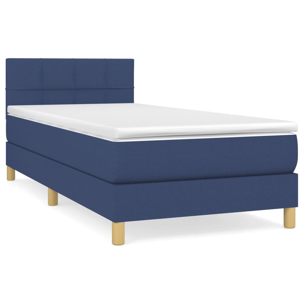 Boxspring met matras stof blauw 90x190 cm Bedden & bedframes | Creëer jouw Trendy Thuis | Gratis bezorgd & Retour | Trendy.nl