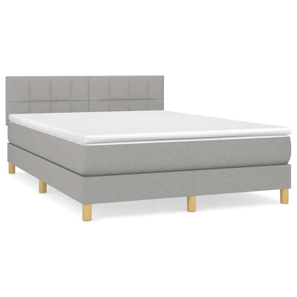 Boxspring met matras stof lichtgrijs 140x190 cm Bedden & bedframes | Creëer jouw Trendy Thuis | Gratis bezorgd & Retour | Trendy.nl