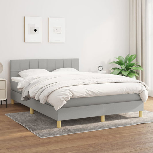 Boxspring met matras stof lichtgrijs 140x190 cm Bedden & bedframes | Creëer jouw Trendy Thuis | Gratis bezorgd & Retour | Trendy.nl