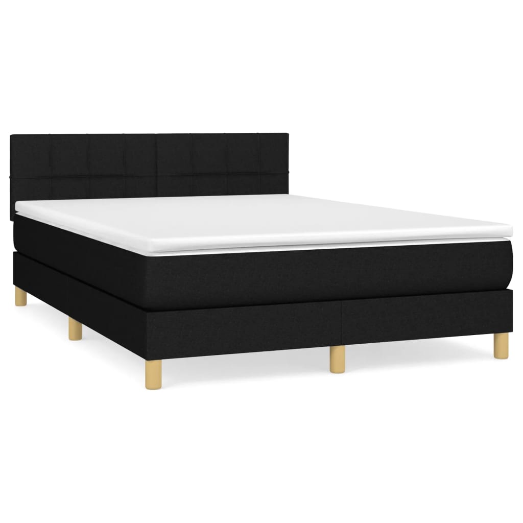 Boxspring met matras stof zwart 140x190 cm Bedden & bedframes | Creëer jouw Trendy Thuis | Gratis bezorgd & Retour | Trendy.nl