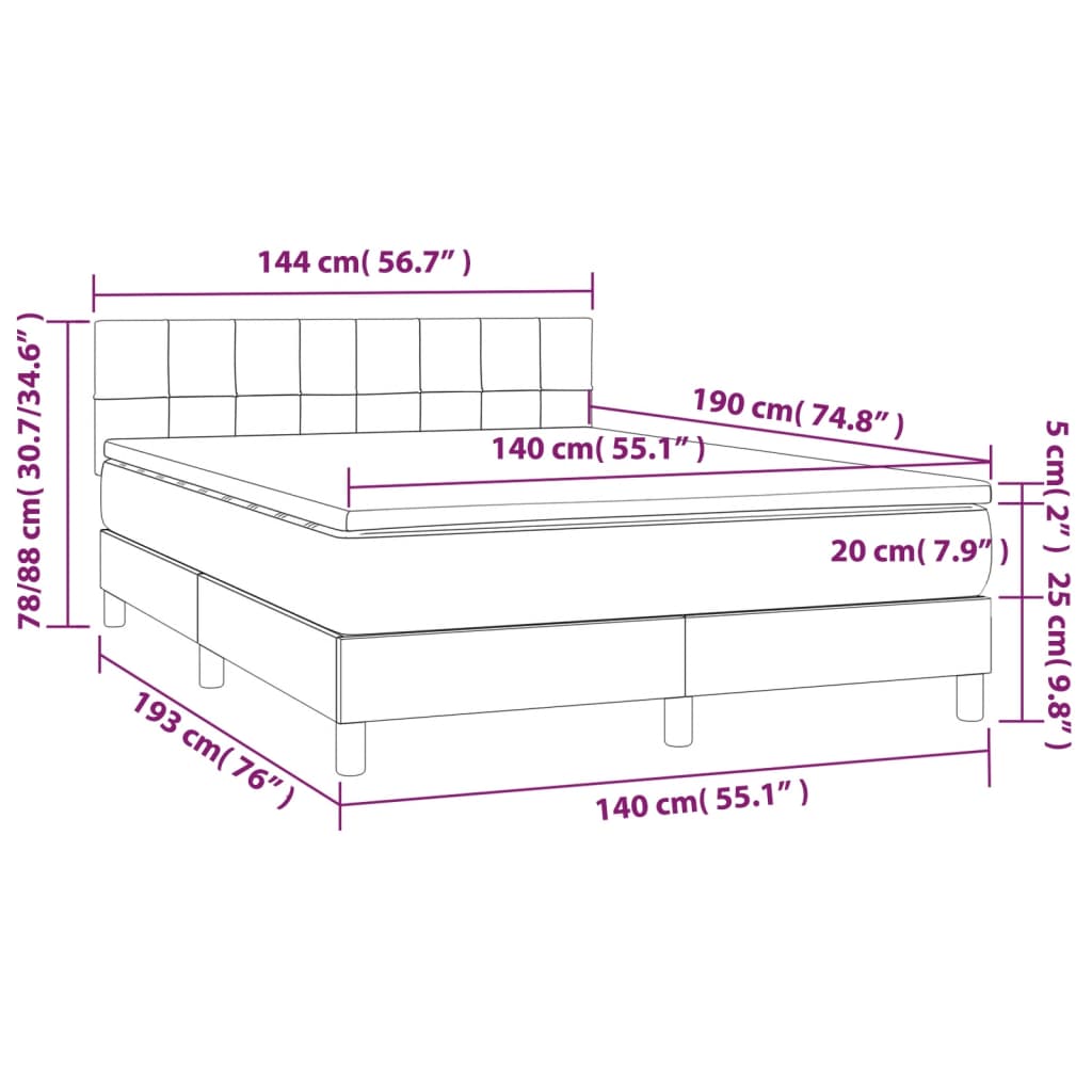 Boxspring met matras stof zwart 140x190 cm Bedden & bedframes | Creëer jouw Trendy Thuis | Gratis bezorgd & Retour | Trendy.nl