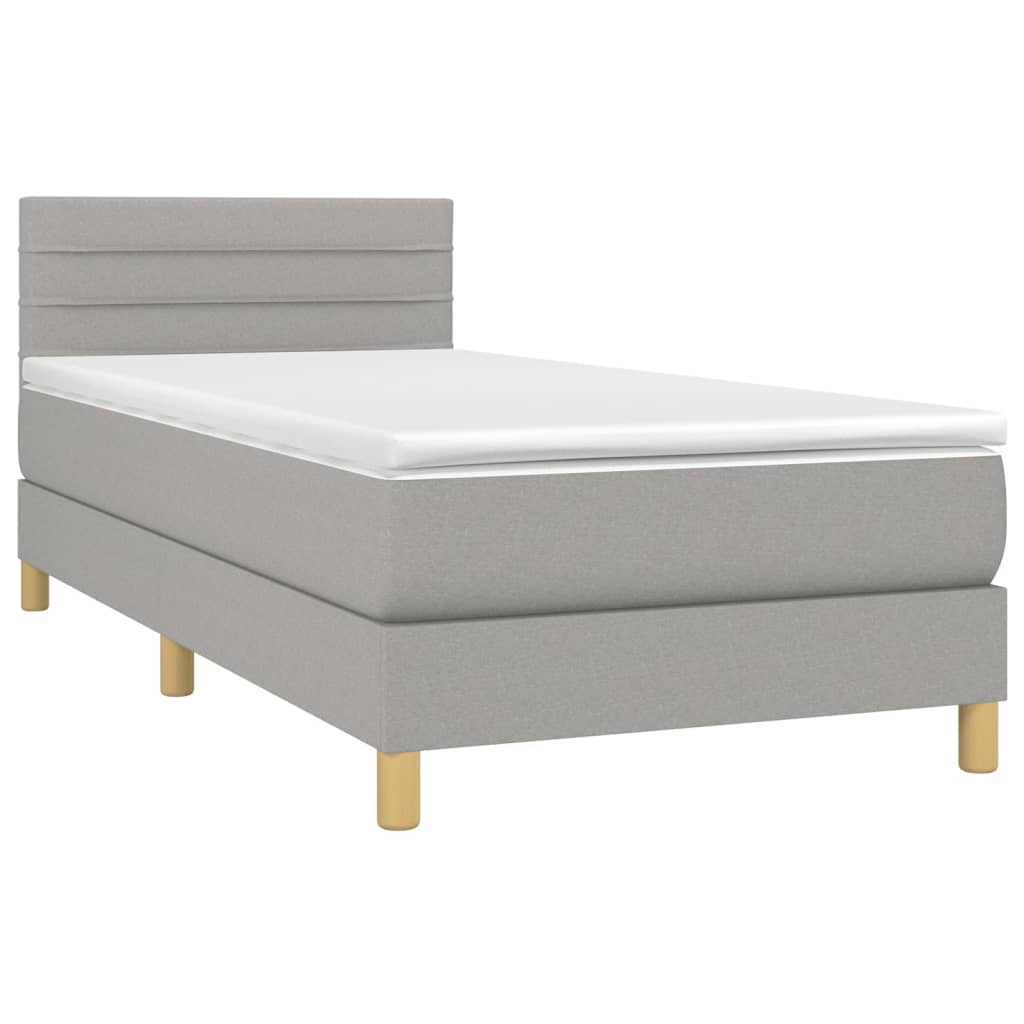 Boxspring met matras stof lichtgrijs 90x190 cm Bedden & bedframes | Creëer jouw Trendy Thuis | Gratis bezorgd & Retour | Trendy.nl