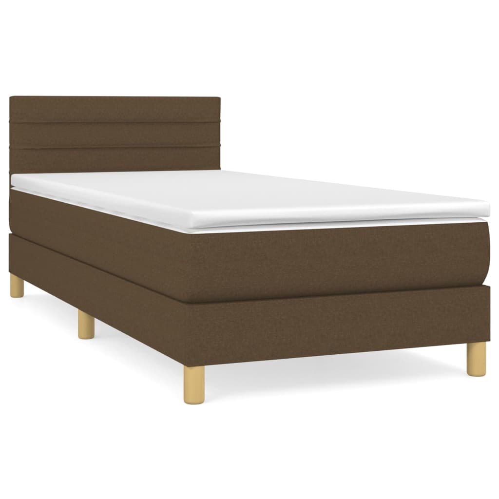 Boxspring met matras stof donkerbruin 90x190 cm Bedden & bedframes | Creëer jouw Trendy Thuis | Gratis bezorgd & Retour | Trendy.nl