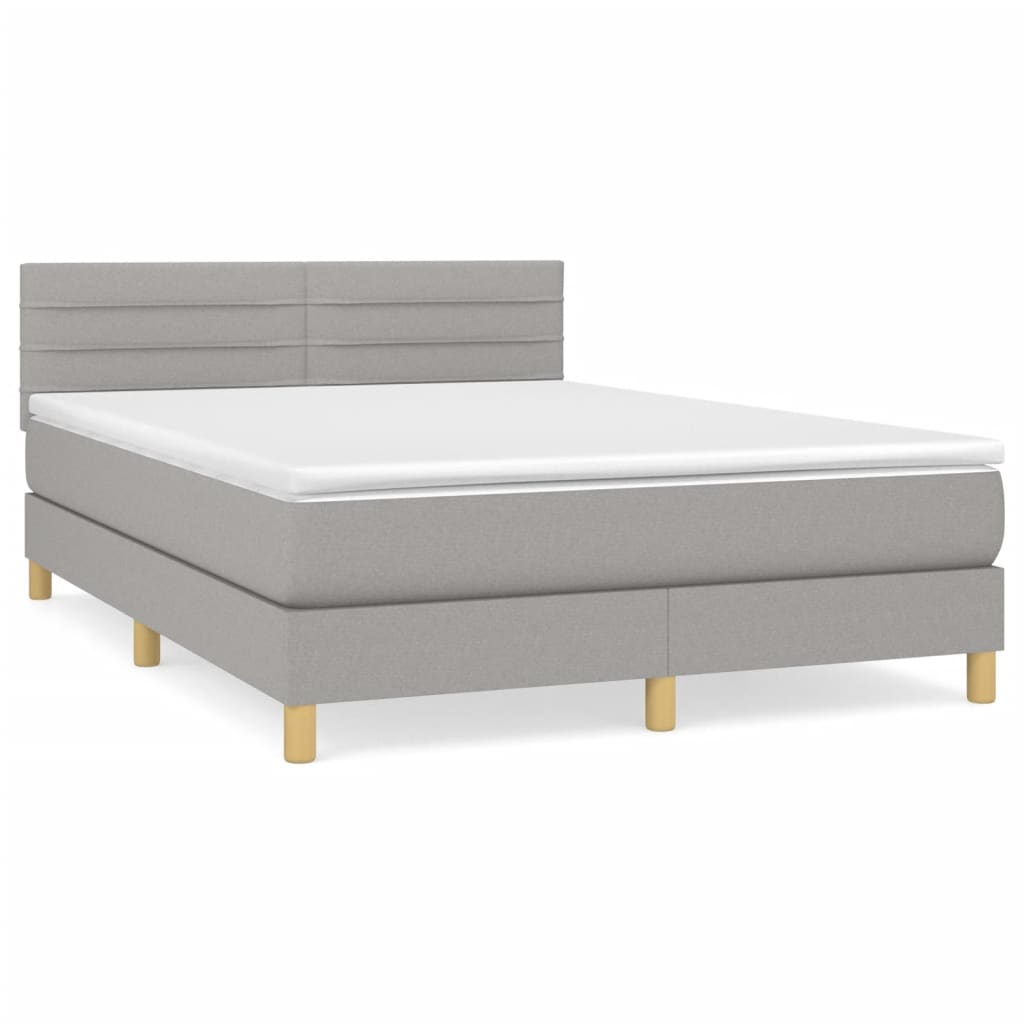 Boxspring met matras stof lichtgrijs 140x200 cm Bedden & bedframes | Creëer jouw Trendy Thuis | Gratis bezorgd & Retour | Trendy.nl