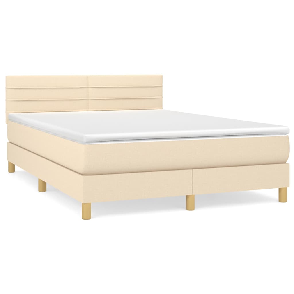 Boxspring met matras stof crèmekleurig 140x200 cm Bedden & bedframes | Creëer jouw Trendy Thuis | Gratis bezorgd & Retour | Trendy.nl