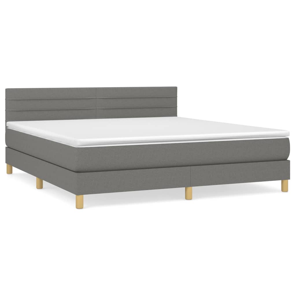 Boxspring met matras stof donkergrijs 160x200 cm Bedden & bedframes | Creëer jouw Trendy Thuis | Gratis bezorgd & Retour | Trendy.nl