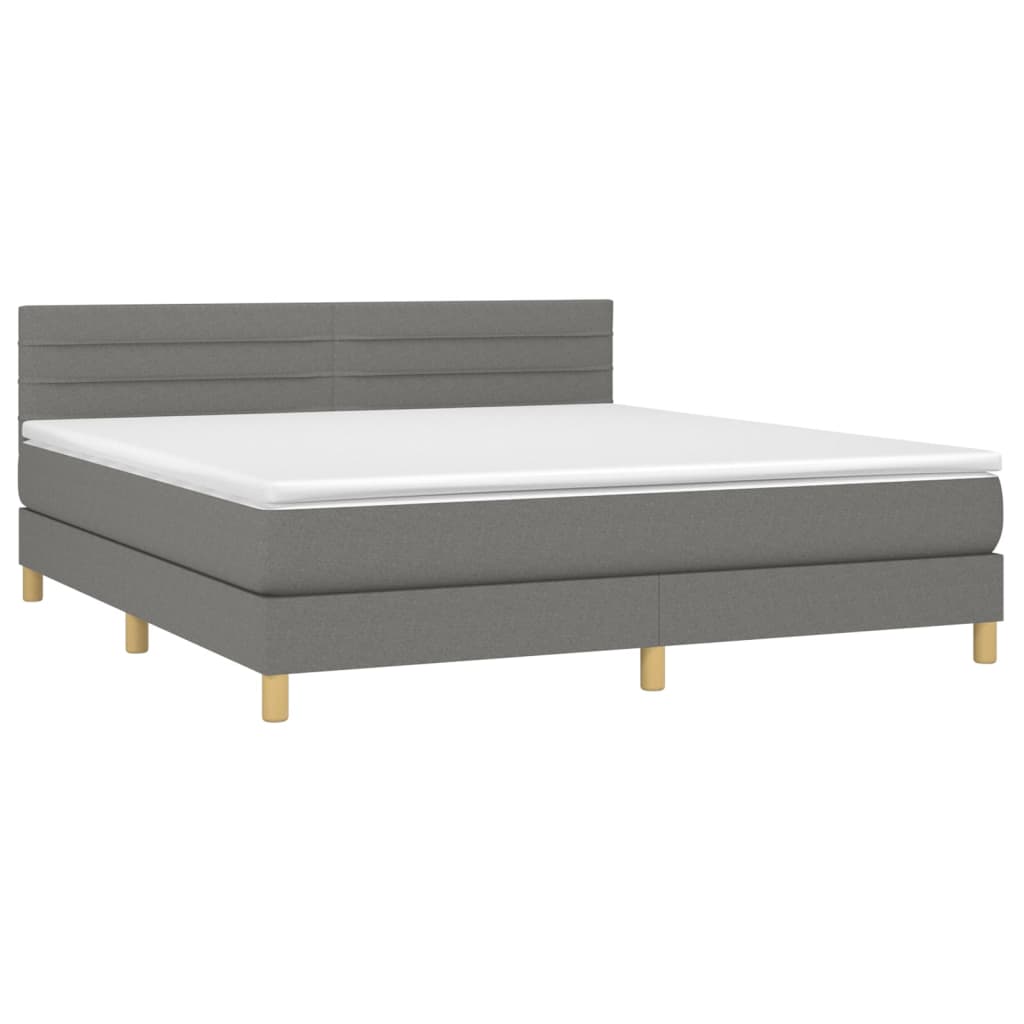 Boxspring met matras stof donkergrijs 160x200 cm Bedden & bedframes | Creëer jouw Trendy Thuis | Gratis bezorgd & Retour | Trendy.nl