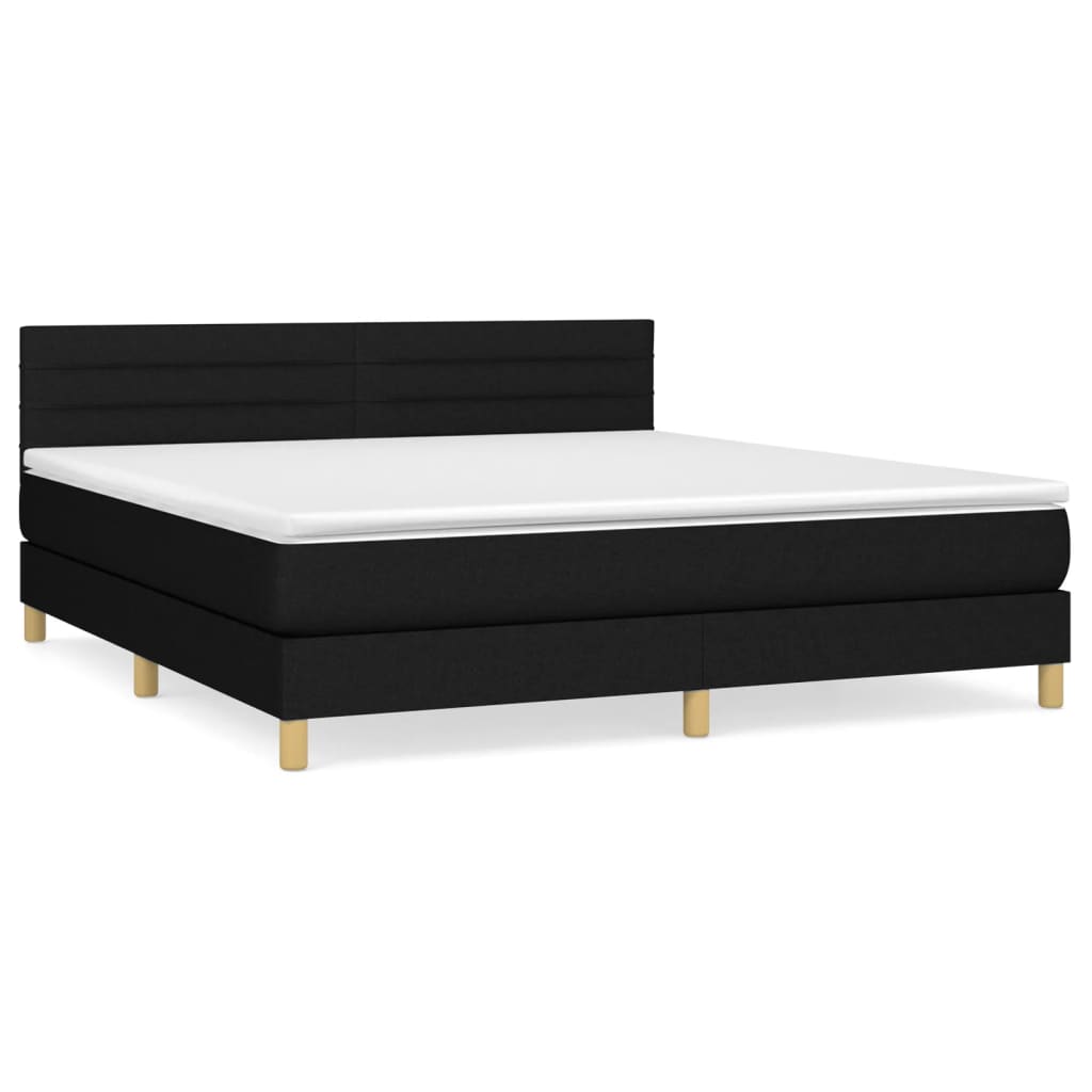 Boxspring met matras stof zwart 160x200 cm Bedden & bedframes | Creëer jouw Trendy Thuis | Gratis bezorgd & Retour | Trendy.nl