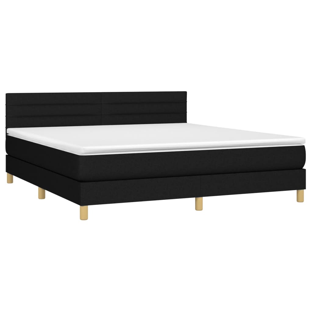 Boxspring met matras stof zwart 160x200 cm Bedden & bedframes | Creëer jouw Trendy Thuis | Gratis bezorgd & Retour | Trendy.nl