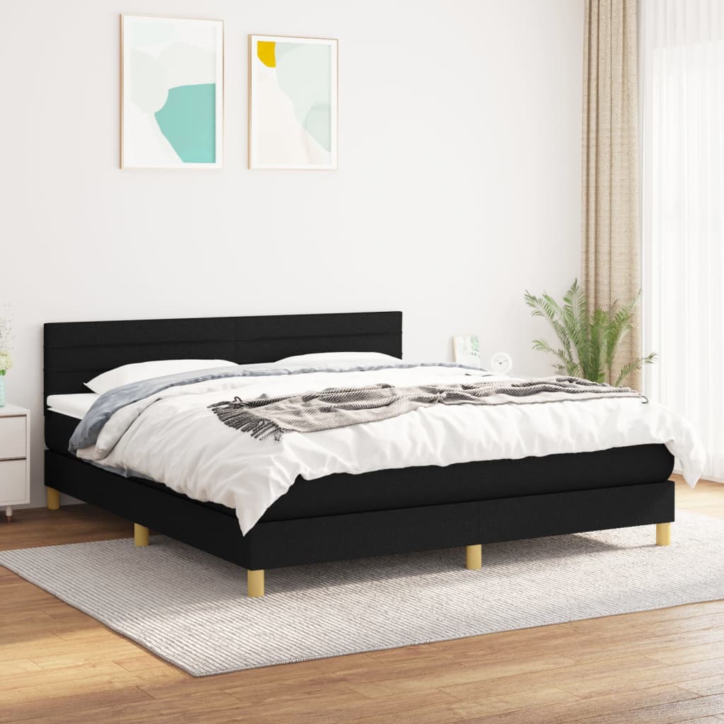 Boxspring met matras stof zwart 160x200 cm Bedden & bedframes | Creëer jouw Trendy Thuis | Gratis bezorgd & Retour | Trendy.nl