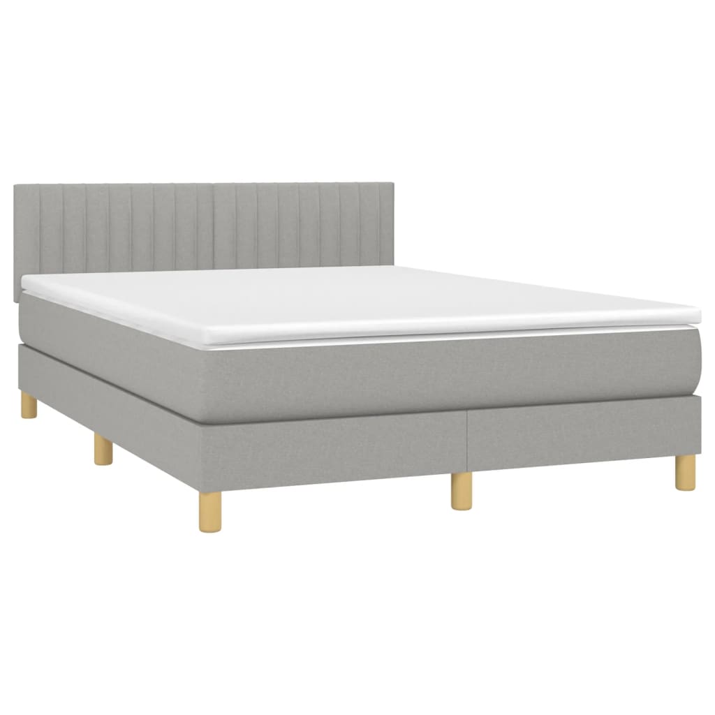 Boxspring met matras stof lichtgrijs 140x190 cm Bedden & bedframes | Creëer jouw Trendy Thuis | Gratis bezorgd & Retour | Trendy.nl