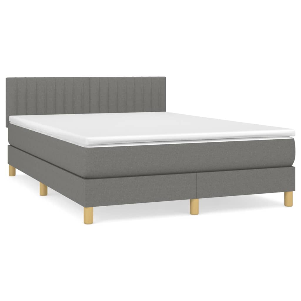 Boxspring met matras stof donkergrijs 140x190 cm Bedden & bedframes | Creëer jouw Trendy Thuis | Gratis bezorgd & Retour | Trendy.nl