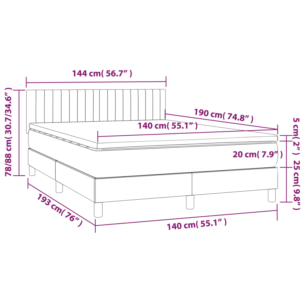 Boxspring met matras stof donkergrijs 140x190 cm Bedden & bedframes | Creëer jouw Trendy Thuis | Gratis bezorgd & Retour | Trendy.nl