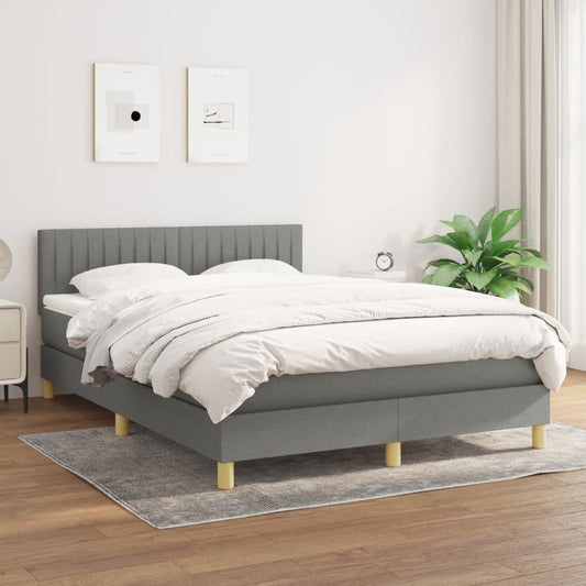 Boxspring met matras stof donkergrijs 140x190 cm Bedden & bedframes | Creëer jouw Trendy Thuis | Gratis bezorgd & Retour | Trendy.nl